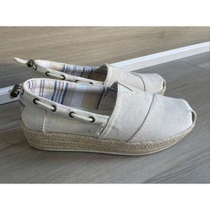 Bobs From Skechers Memory Foam Platform Shoes Size‎ 6.5 womens beige ivory tan